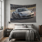 Porsche 911 GT3 RS Track Racing Car Wall Art Tapestry