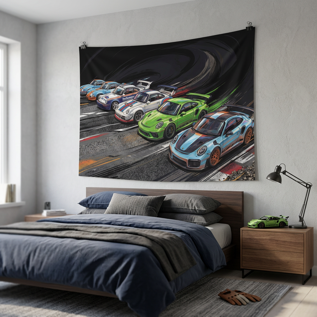 Porsche 911 Racing Livery GT2 RS GT3 RS Gulf Martini Car Wall Art Tapestry