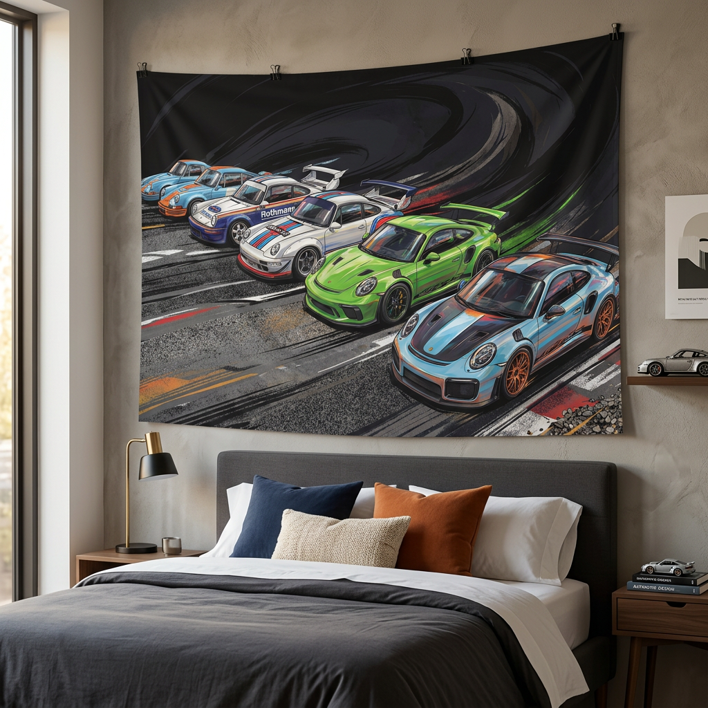 Porsche 911 Racing Livery GT2 RS GT3 RS Gulf Martini Car Wall Art Tapestry