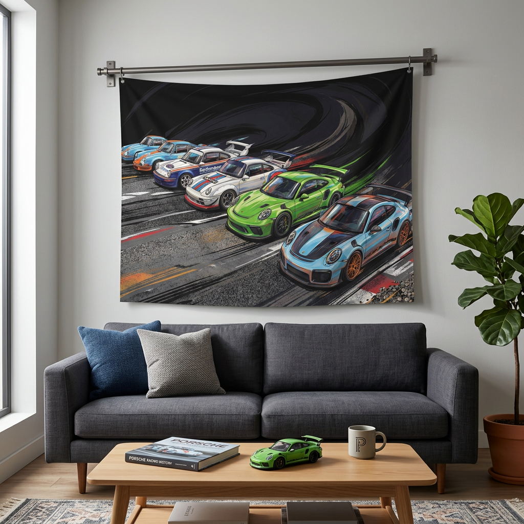 Porsche 911 Racing Livery GT2 RS GT3 RS Gulf Martini Car Wall Art Tapestry