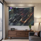 Porsche Cayman GT4 & 911 GT3 RS Night Drive Car Wall Art Tapestry