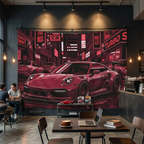 Porsche 911 JDM Tokyo Wall Art Neon Street Racing Tapestry