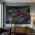 Rolls-Royce Luxury Trio Spectre Dawn Cullinan Bespoke Car Wall Art Tapestry