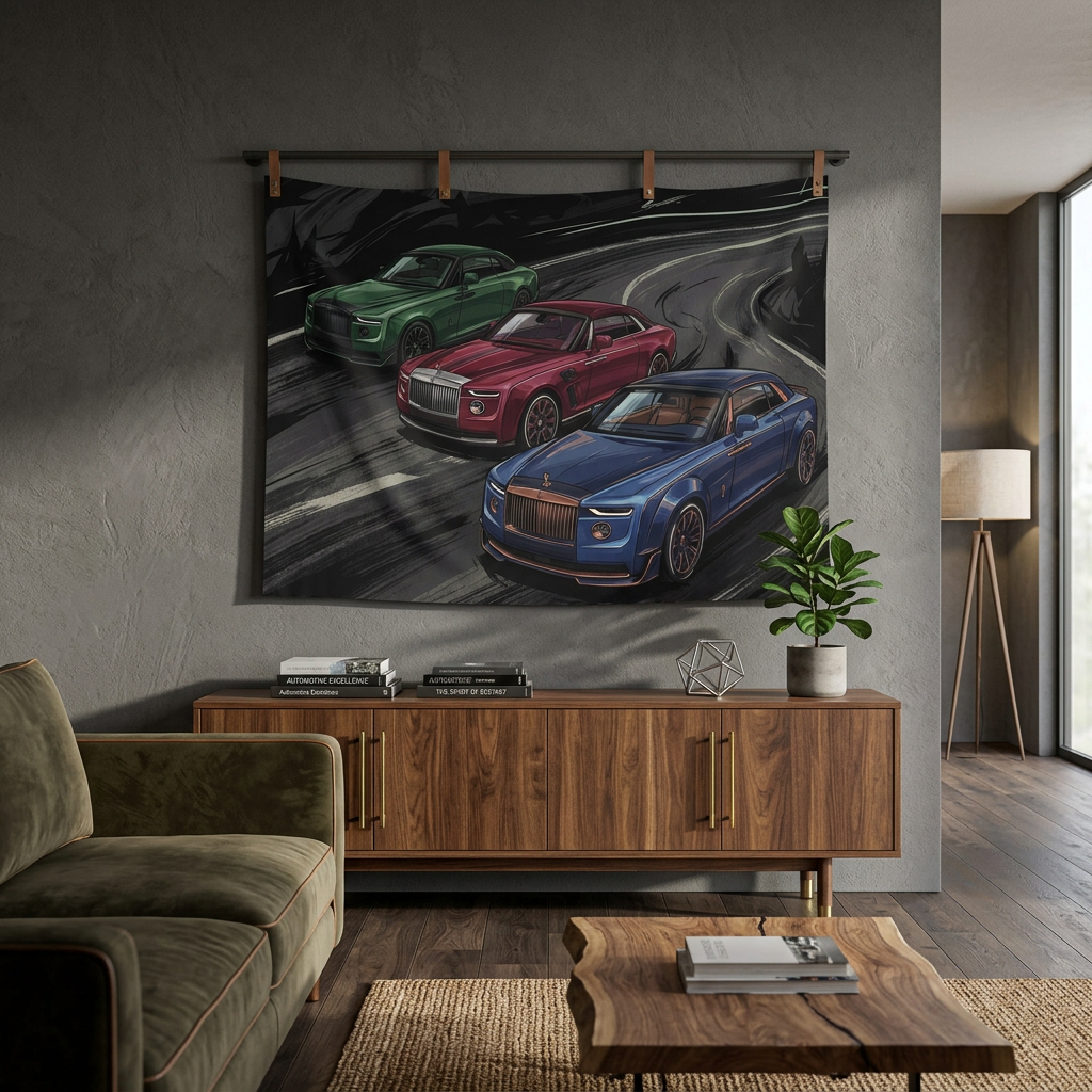 Rolls-Royce Luxury Trio Spectre Dawn Cullinan Bespoke Car Wall Art Tapestry