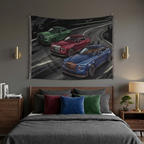 Rolls-Royce Luxury Trio Spectre Dawn Cullinan Bespoke Car Wall Art Tapestry