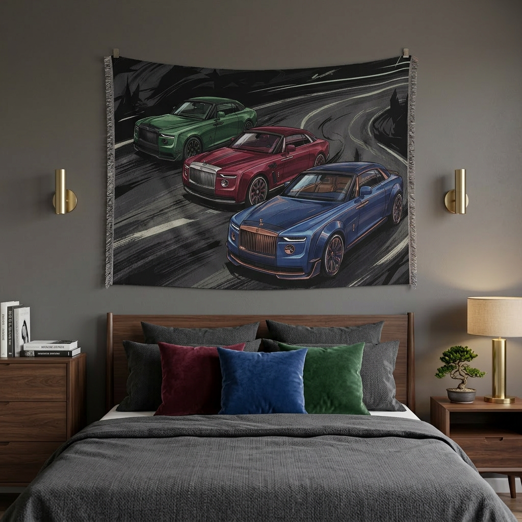 Rolls-Royce Luxury Trio Spectre Dawn Cullinan Bespoke Car Wall Art Tapestry
