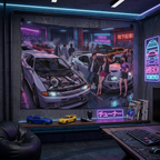 Skyline R32 GT-R Supra MK4 Tokyo Underground Neon JDM Car Wall Art Tapestry