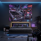 Skyline R32 GT-R Supra MK4 Tokyo Underground Neon JDM Car Wall Art Tapestry