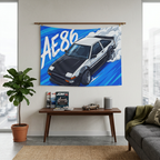 Toyota AE86 Sprinter Trueno Panda Aerial Front Bold Graphic Car Wall Art Tapestry