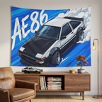 Toyota AE86 Sprinter Trueno Panda Aerial Front Bold Graphic Car Wall Art Tapestry