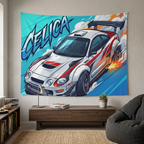 Toyota Celica GT-Four ST205 White Red Rally Livery Aerial Bold Graphic Car Wall Art Tapestry