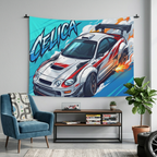 Toyota Celica GT-Four ST205 White Red Rally Livery Aerial Bold Graphic Car Wall Art Tapestry