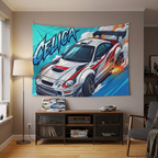 Toyota Celica GT-Four ST205 White Red Rally Livery Aerial Bold Graphic Car Wall Art Tapestry