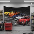 Toyota Supra Line Up Retro JDM Car Wall Art Tapestry