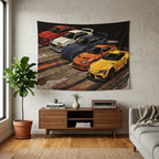 Toyota Supra Generations Retro JDM Car Wall Art Tapestry