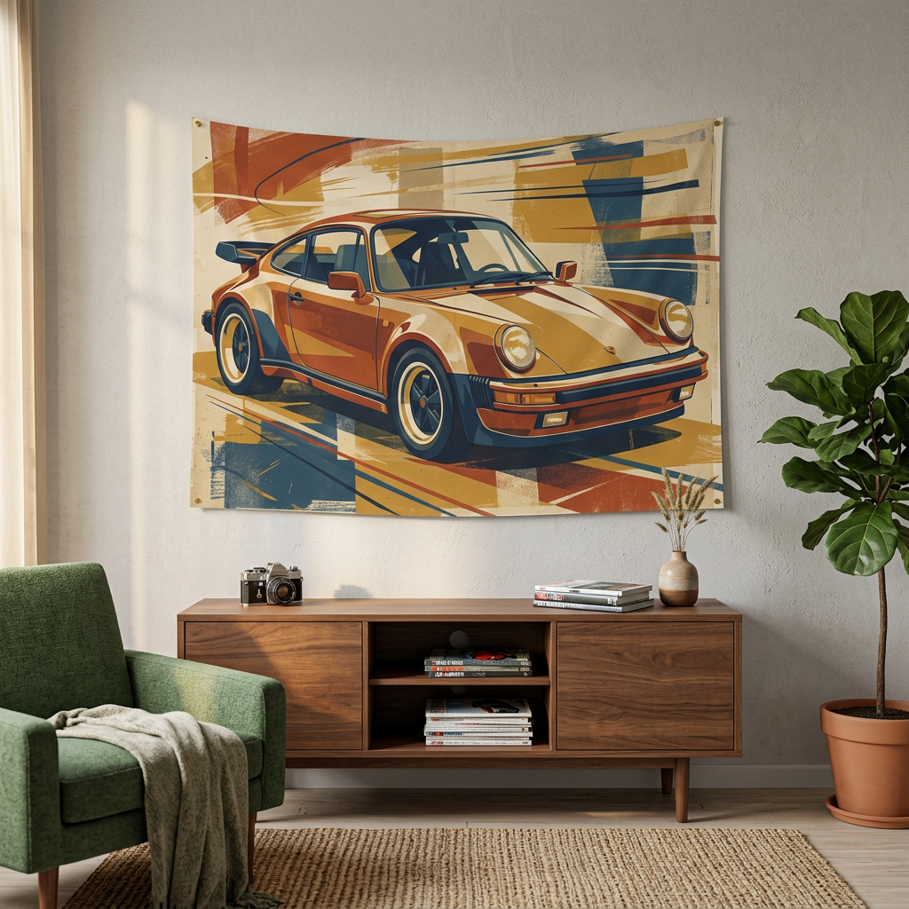 Vintage Racing Porsche 911 Wall Tapestry Car Wall Art