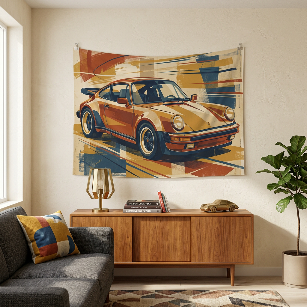 Vintage Racing Porsche 911 Wall Tapestry Car Wall Art