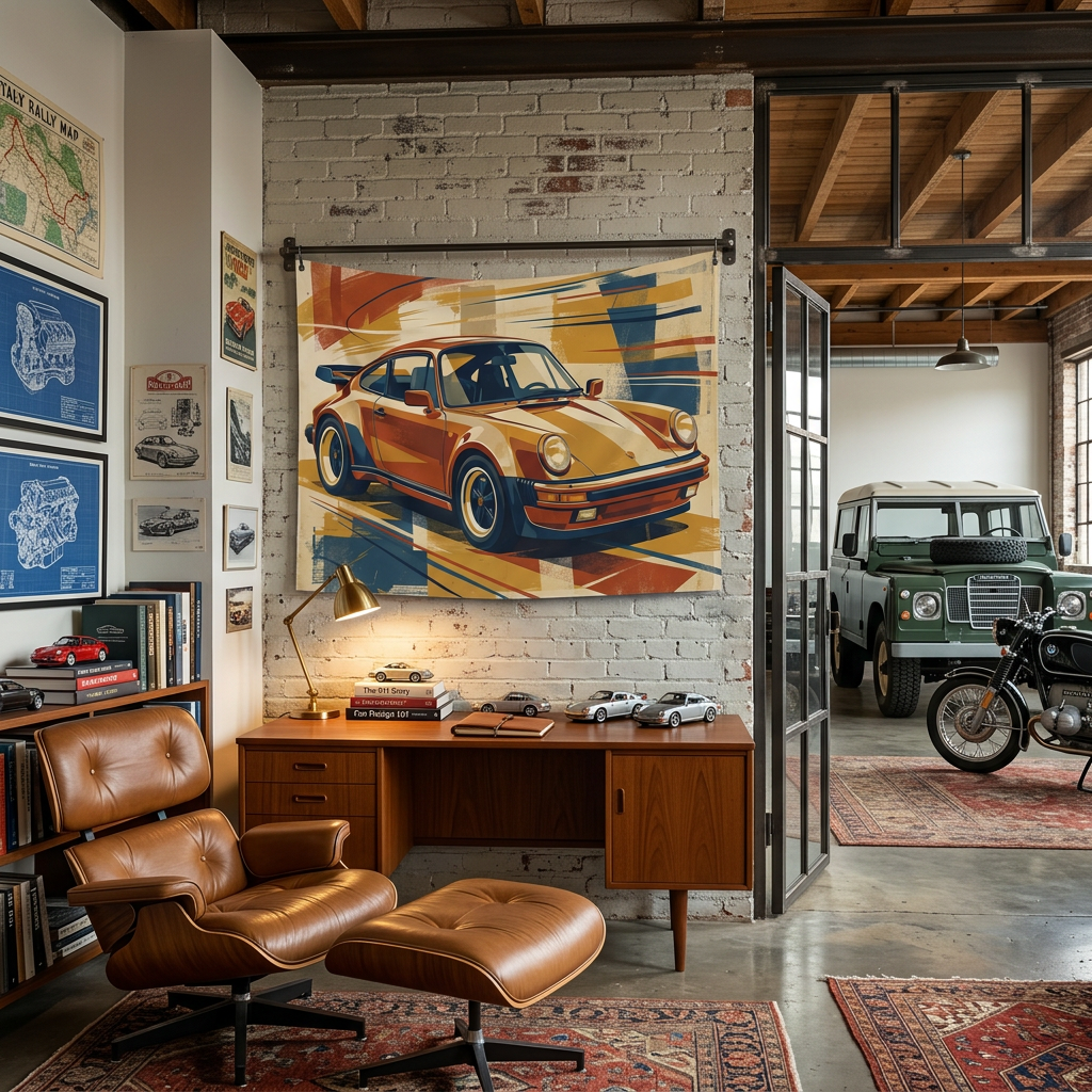 Vintage Racing Porsche 911 Wall Tapestry Car Wall Art